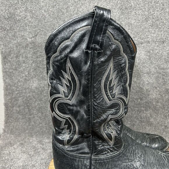 Tony Lama 6258 Vintage Mens Sz 9.5 EE Black Bull Shoulder Leather Cowboy Boots main image 9